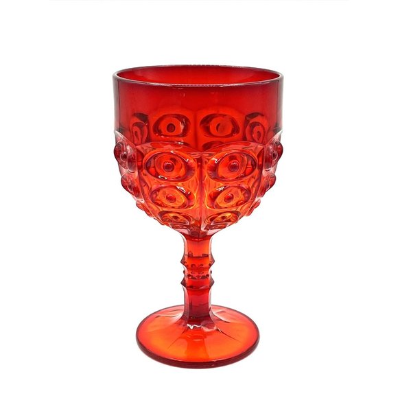 Viking Glass Yesteryear Bullseye Red Amberina Chalice Footed Bowl 8.75" - Picture 1 of 9